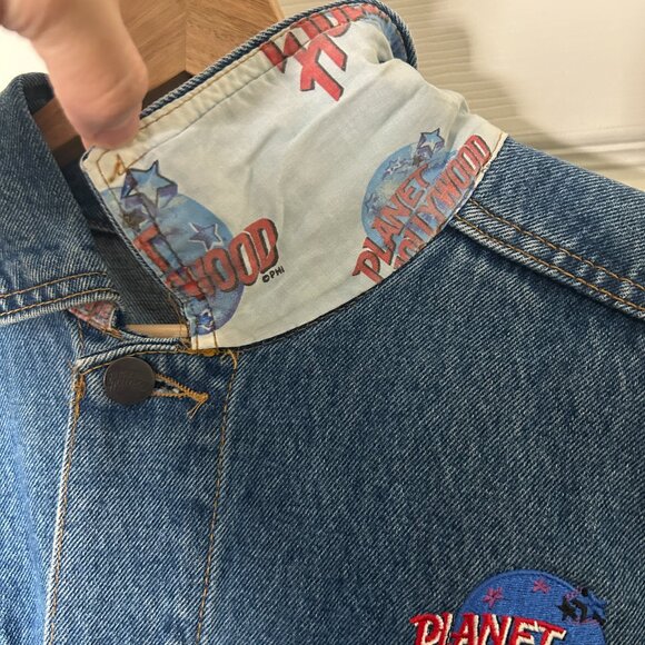 Vintage 90S Planet Hollywood Barcelona Denim Jean Jacket Mens Size Large - Picture 9 of 9